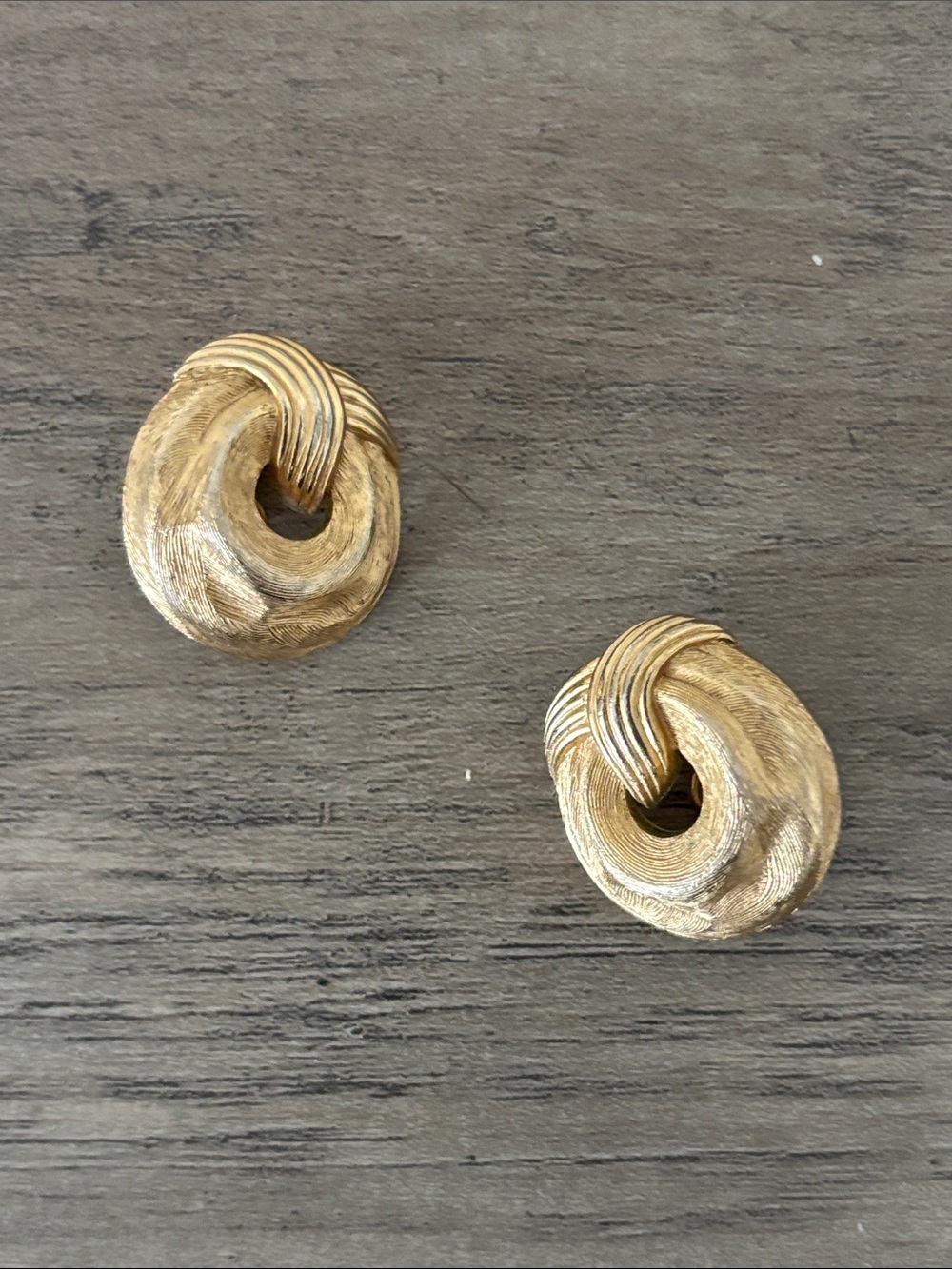 Trifari Gold-Tone Sculpted Knot Clip Earrings Vintage